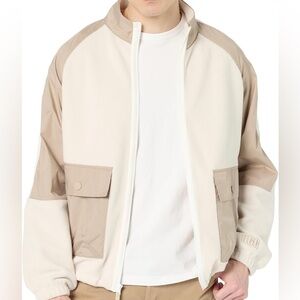 UGG MENS max uggfluff sport Cream and Brown Fleece Jacket